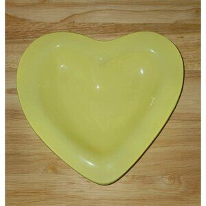 Annie Glass Heart Dish Yellow Plate Signed Vintage Designer 90s 8" Valentine